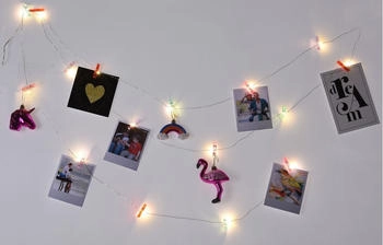 Koopman Led Foto-Lichterkette mit bunten Klammern Fotoleine Bilderhalter Fotoclips Deko