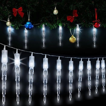 Deuba Led Lichterkette Eiszapfen Eisregen Innen Außen 10 Eiszapfen x 4 Leds Kaltweiß