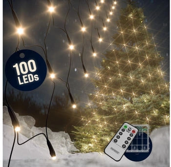 Deuba Led-Lichterkette Regen Innen Außen Warmweiß Kaltweiß Lichternetz 100 Led weiß