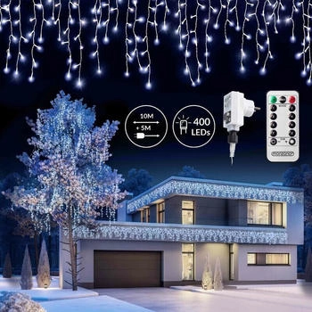 Monzana Led Regen Lichterkette warmweiß kaltweiß Innen Außen Eisregen 400 Led kalt-weiß Fernbedienung