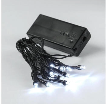 SATISFIRE LED Lichterkette - 10 kaltweiße LED - Batteriebetrieb - L:1,5m - Innen - schwarzes Kabel - 3er Set