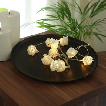 Marelida LLED Lichterkette Rosen 10 Blumen Rosenblüten Deko Hochzeit Valentinstag weiß