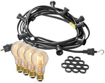SATISFIRE Illu-/Partylichterkette 10m - Außenlichterkette - Made in Germany - 30 Edison LED Filamentlampen