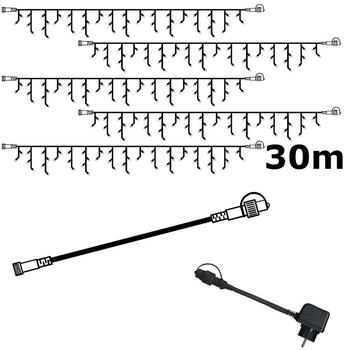 Star Trading SYSTEM 24 KOMPLETT SET 30m LED Lichtervorhang Eisregen Icicle für Dachrinne