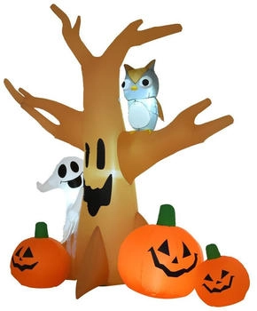 HomCom Halloween Aufblasbar Spukbaum Aufleuchtend K&uuml;rbis Geist Spukgespenst Deko
