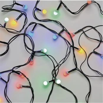 EMOS LED-Lichterkette Cherry bunt für Innen und Außen, 8m lang mit 80 LEDs in Kugelform Ø 1 cm, 8 Lichtmodi, Netzteil und Trafo, D5AM05