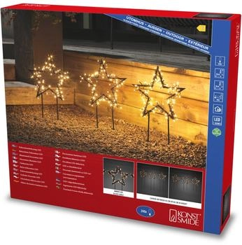 Konstsmide LED Metallstern 3er-Set 35 cm mit 240 Lichtern bernsteinfarben (4464-800)