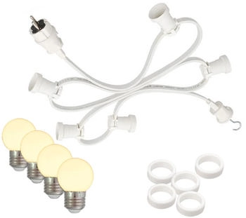 SATISFIRE Illu-/Partylichterkette 20m Außenlichterkette weiß Germany 40 warmweiße LED Kugellampen (0001-5905)