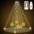 Salcar 2m Christbaumbeleuchtung mit Ring Sterne Weihnachtsbaum mit Fernbedienung und 9 Modi LED Tannenbaum Überwurflichterkette Warmweiß (WL56)