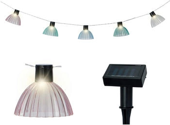 Lumineo LED Solarlichterkette Lampenschirme gerillt 4,5m Kunststoff Warmweiß (892277)