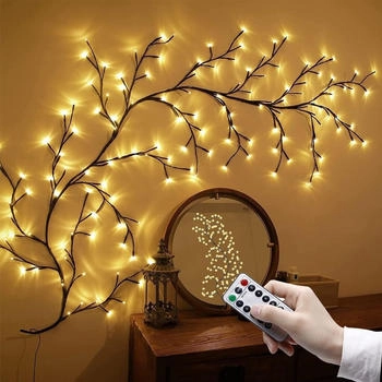Rosnek 96 LED Willow Vine Artificial Weidenrebe Baum Zweige Lichter USB 8 Lichtmodi mit Fernbedienung für Wand Innen Party Deko