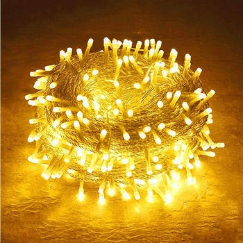 Rosikey 20M 200LEDs 8 Lichtmodi LED Weihnachten Strom Transparente Kabel Innendeko Licht Party Beleuchtung gelb