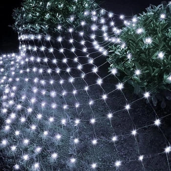 Rosnek 6x4M 672LEDs Lichternetz 8 Lichtmodi Weihnachten Lichtervorhang Party Garten Deko Weiß
