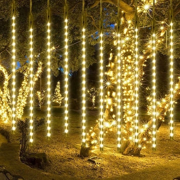 lapamax Meteorschauer 288 LEDs Meteorschauer Lichter Warmweiß Dekobeleuchtung Fenster Baum Garten Weihnachten
