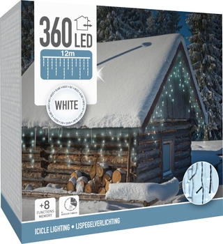 Koopman LED-Eiszapfenbeleuchtung kaltweiß 360 LEDs Grünes Kabel Innen/Außen 15m