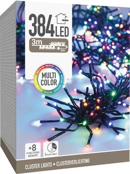 Koopman LED-Clusterlichterkette Büschel bunt 384 LEDs schwarzes Kabel Innen/Außen 6m
