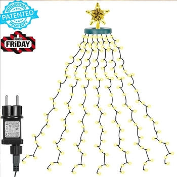 Rosikey Christbaumbeleuchtung mit LED Sterne Rosnek 410LEDs Weihnachtsbaum 2m Höhe 8 Leuchtmodi Memory Timer für Innen Weihnachten Tannenbaum