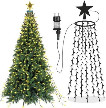 lapalife 2M Weihnachtsbaum mit Stern 410 LED 8 Lichtmodi Christbaum Lichternetz Wasserdicht Christbaumbeleuchtung