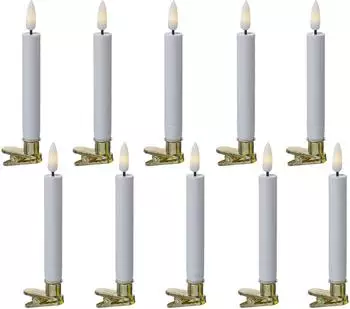 Marelida LED Baumkerzen mit Clip 10 Weihnachtskerzen Baumbeleuchtung kabellos Fernb - weiß Kunststoff
