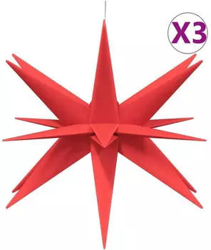 vidaXL Weihnachtssterne Mit LEDs 3 Stk. Faltbar Rot 57 Cm Außenbereich