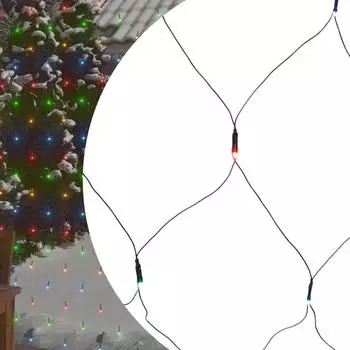 vidaXL Weihnachts-Lichternetz Mehrfarbig 3x3 m 306 LEDs Indoor Outdoor (328781)