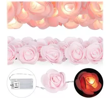 Relaxdays Rosen Blumen Lichtgirlande Deko Lichtergirlande warmweiß 3,3 m (10030110_0)