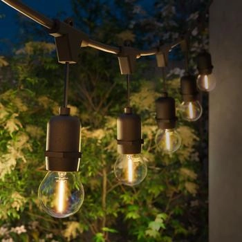 Ledvion LED 10M Inklusive 10x Silber E27 LED 1W 2100K Inklusive 10 Gold Filament LED-Lampen IP65 (LVO10049-10m-Silver)