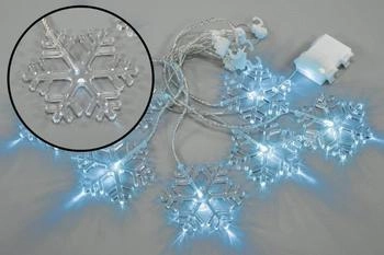 Nipach Lichtervorhang Schneeflocke 8er kaltweiß Batterie 6h-Timer XA11137