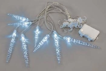 Nipach Lichtervorhang Eiszapfen 8er kaltweiß Batterie 6h-Timer XA11136