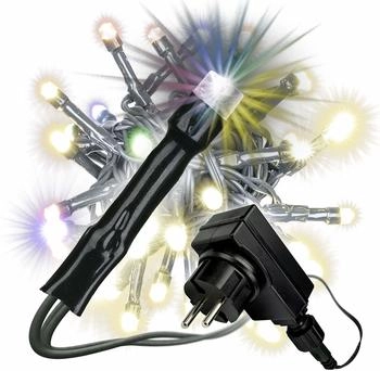Nipach 40er LED mit Farbwechsel warm weiß/weiß 9 Funktionen dimmbar Blinkfunktion Innen Außen grünes Kabel Trafo Weihnachtsdeko (wählbar) (bunt) (BA11207)