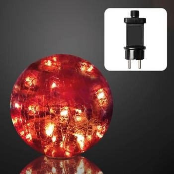Hellum LED Deko Glaskugel Rissoptik rot Ø 25 cm 24 LEDs rot Outdoor Zuleitung 5 m 59 lm transparent Außen-Transformator