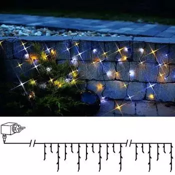Best Season LED-Icicle 144tlg. ca. 0,4 x 4 m warm + coolwhite LED outdoor m.Trafo Kabel:schw 498-57