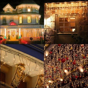 Jopassy LED Eisregen 200 LEDs 10m warmweiß Weihnachten Eiszapfen Eisregenkette (RL-HG7553Qa-1-BD)