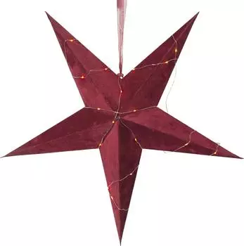 Star Trading Velvet star with Dew Drop LED red