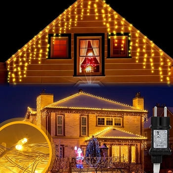 Jopassy 15M 400LEDs LED- Eisregen LED-Lichtervorhang Lichterkettenvorhang mit 8 Modi IP44 Wasserfest Weihnachtsdeko Party Garten Warmweiß (RL-HG7555-1-OT)