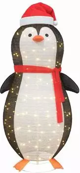 vidaXL Schnee-Pinguin Figur Warmes Weiß 78 x 88 x 180 cm Stoff (42018966)