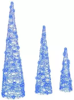 vidaXL Weihnachtsbaum mit 90 LEDs 3 pcs Blau 20 x 20 x 80 cm Acryl (42019017)