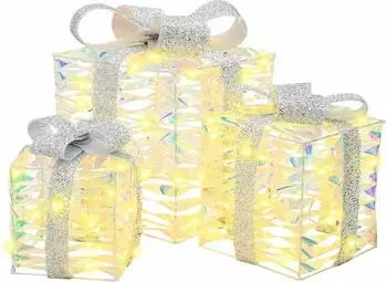 vidaXL Geschenkbox mit 60 LEDs 3 pcs Warmweiß 20 x 20 x 20 cm Haustier (42019095)