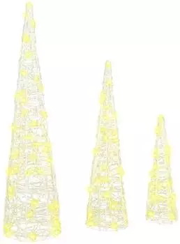 vidaXL Weihnachtsbaum mit 90 LEDs 3 pcs Warmweiß 20 x 20 x 80 cm Acryl (42019015)