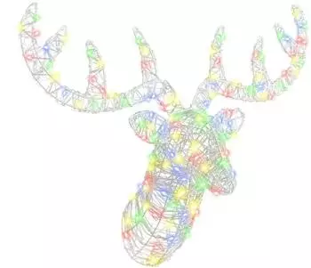 vidaXL Rentierkopf mit 140 LEDs Bunt 60 cm Acryl (42019064)