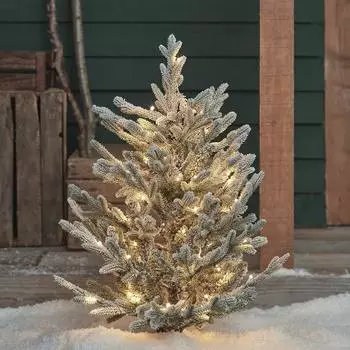Lights4fun 91cm LED Stableuchte verschneiter Weihnachtsbaum (TR23001)
