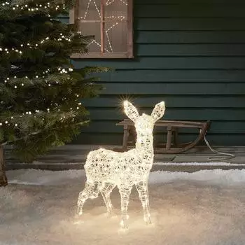 Lights4fun Batteriebetriebenes LED-Rentier Rehkitz L Swinsty (XX2307BO)