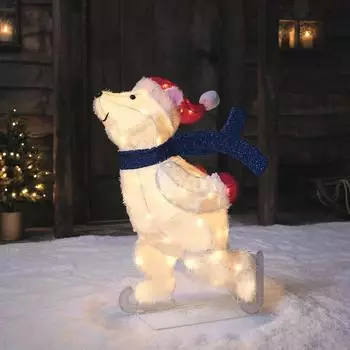 Lights4fun 78cm LED Weihnachtsfigur außen Papa Eisbär (LL24073)