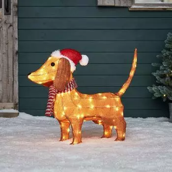 Lights4fun LED Dackel Weihnachtsfigur (XX2009EU)