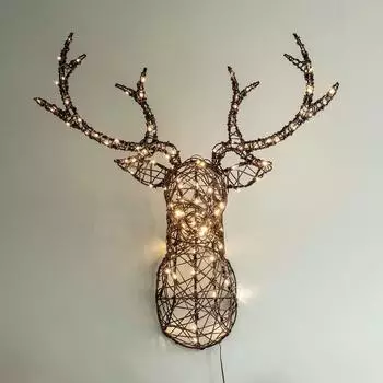 Lights4fun LED Weihnachtsdeko Hirschgeweih aus Rattan (XX1901EU)