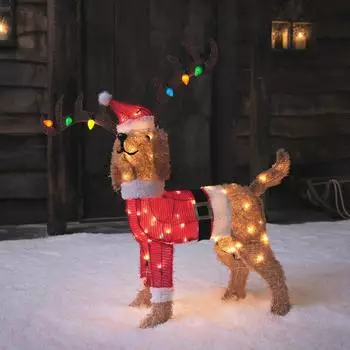 Lights4fun 80cm LED Weihnachtsfigur außen Berry der Hund (PL24043EU)