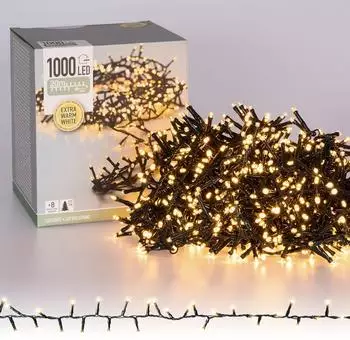 ECD Germany LED Cluster Lichterkette 20m 1000 LEDs warmweiß