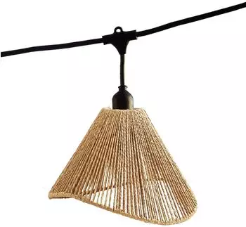 Lumisky RAFFY LIGHT Verbindbare LED-Lichterkette mit Lampenschirmen aus Seil im Boho-Stil 7 Leuchtmittel mit Glühfaden E27-Fassung warmweiß 6 m