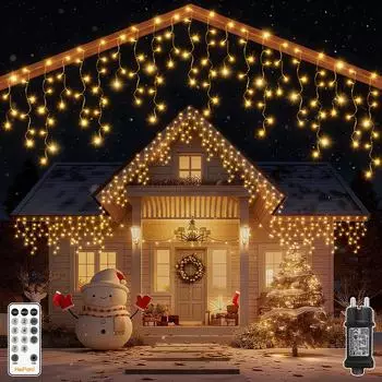 HeiPard Eisregen Lichterkette 264 LEDs 8,25 m warmweiß