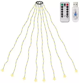 Salcar 1,5m Christbaumbeleuchtung mit Ring mit 8 Girlanden 120 LED Warmweiß